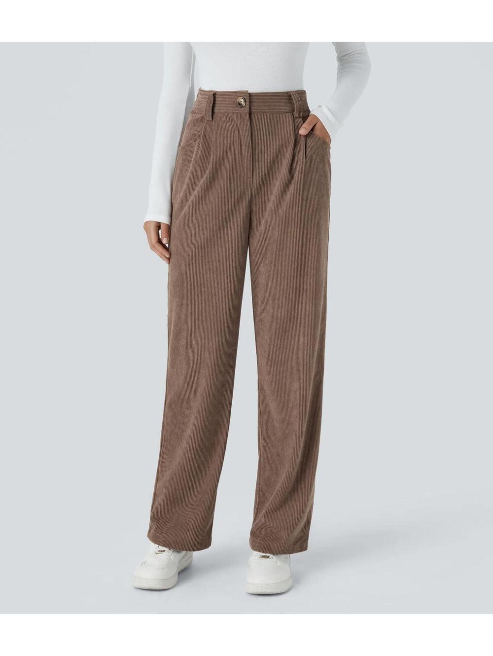 NWT Halara High Waisted Corduroy Casual Pants Acorn Size XL